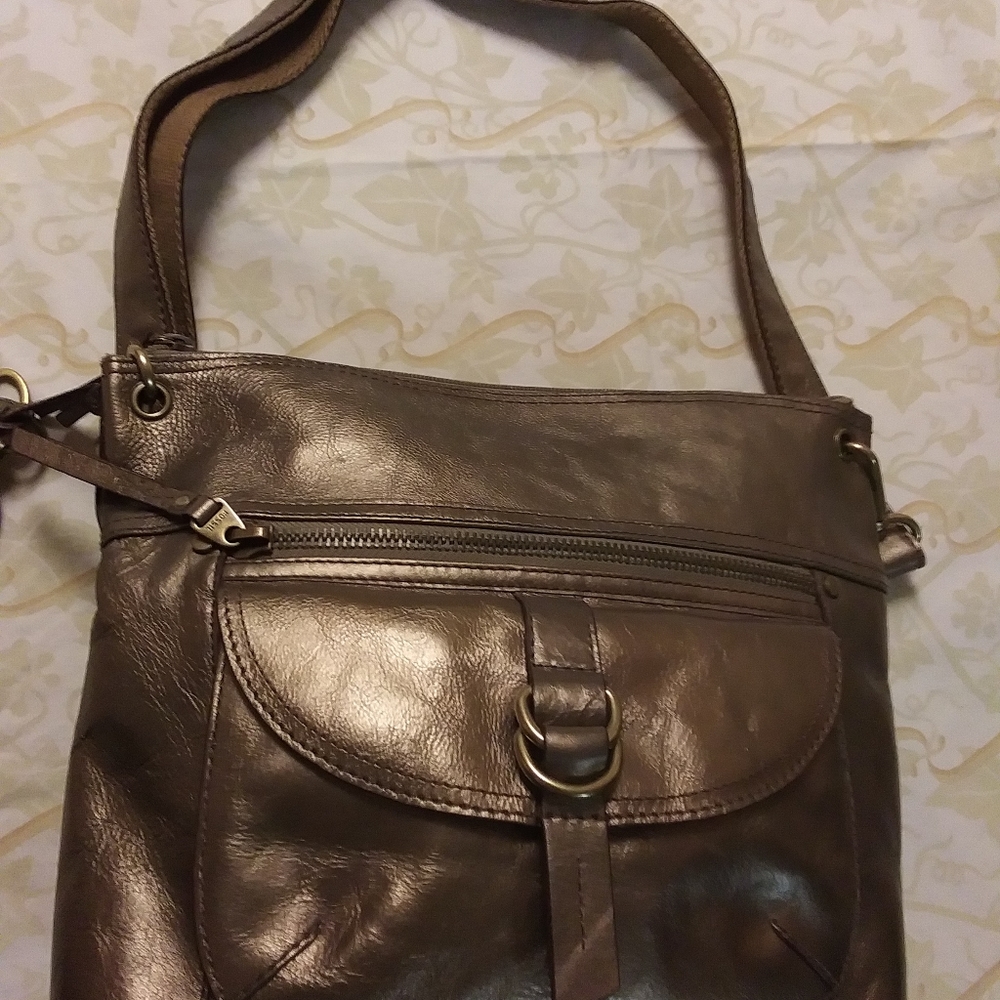 Fossil Long Live Vintage Bronze Lg Shoulder Bag
